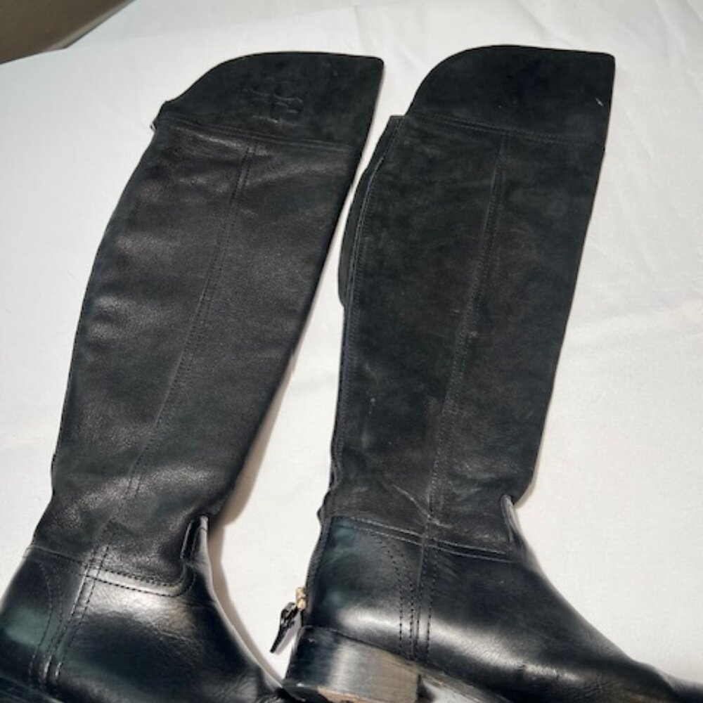 Tory Burch Simone Black Leather Over -The-Knee Boots | Sz 6.5 - Picture 5 of 10